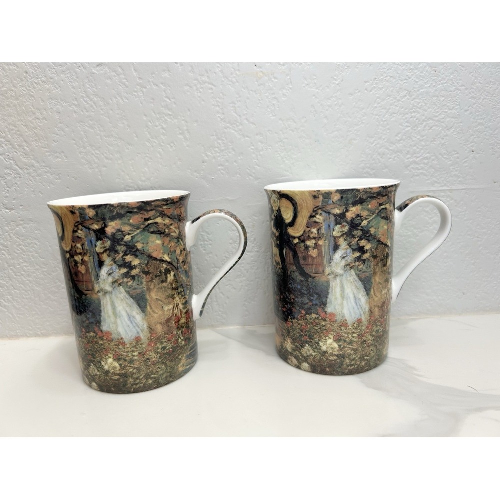 Stechcol Bone China Mugs Monet "Luncheon" Set Of 2 Floral England
